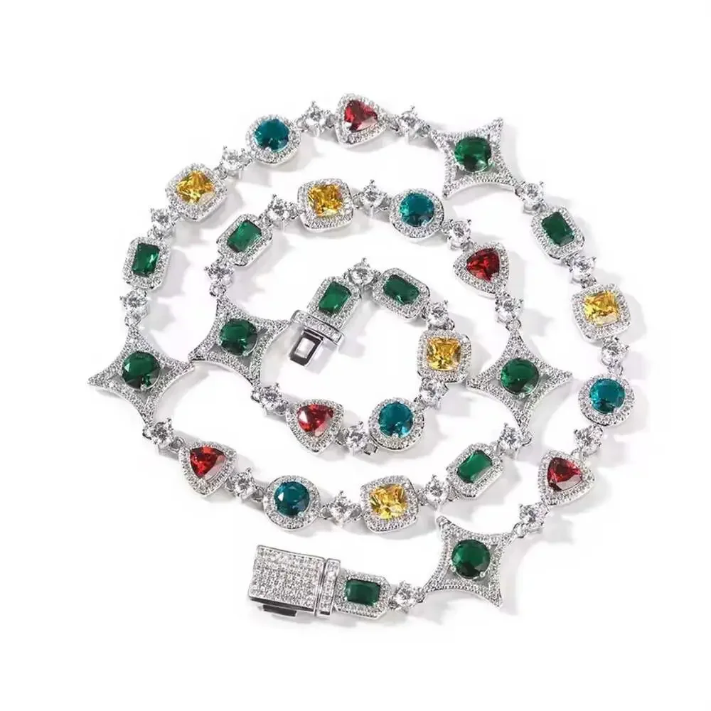 Multi Coloured Gemstone Necklace 18 Inch Aa 09